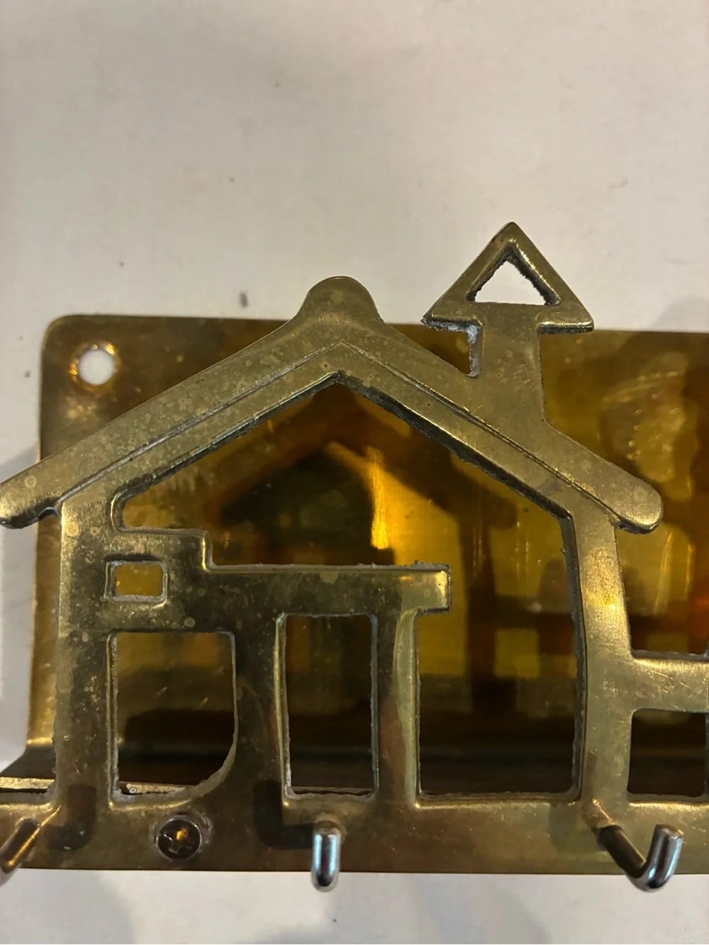 Brass Wall Hanger House & Tree Rack 5 Places for keys /tools to hang- very heavy